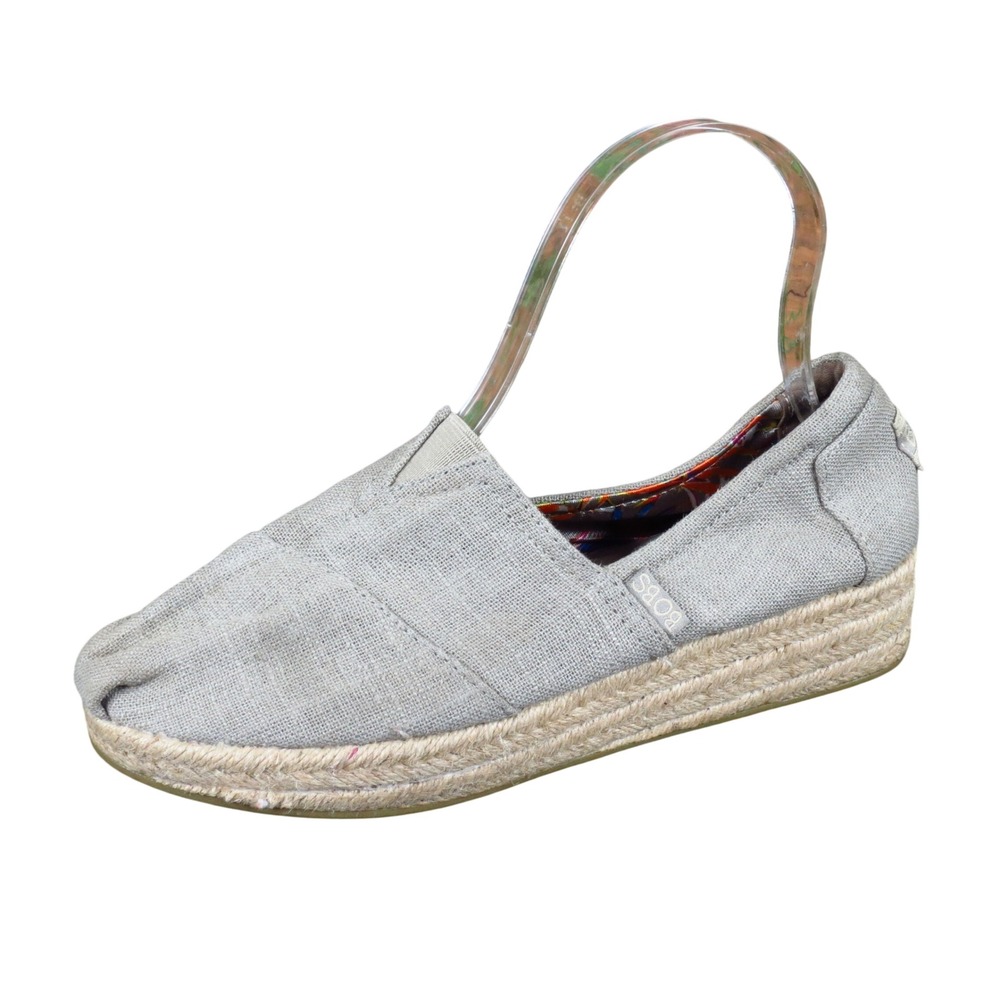 Skechers BOBS Highlights 2.0 Women Espadrille Wedge Size 7.5 Walking Taupe Linen